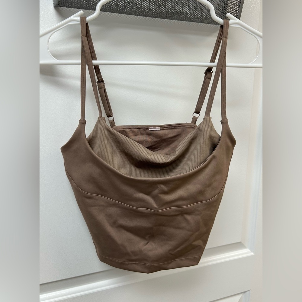 ALO Yoga Taupe Cowl Neck Tank